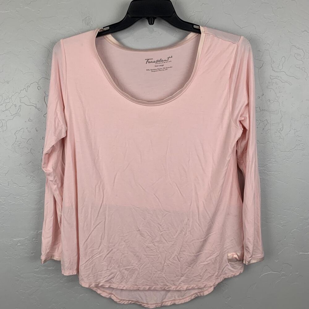 Faceplant Dreamwear Pajama Set Womens Large Top Medium Capri Pants Pink Bamboo